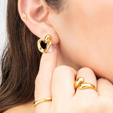 Wholesale 18K Gold PVD Stainless Steel Linked Drop Earrings - gold model