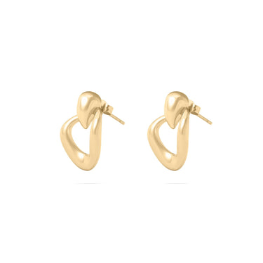 Wholesale 18K Gold PVD Stainless Steel Linked Drop Earrings - main gold