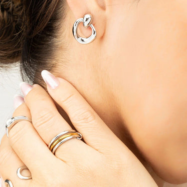 Wholesale 18K Gold PVD Stainless Steel Linked Drop Earrings - model stainless
