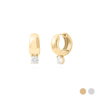 Wholesale jewelry 18K Gold PVD Stainless Steel Chunky One Stone Earrings - gold main 
