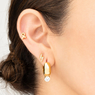 Wholesale jewelry 18K Gold PVD Stainless Steel Chunky One Stone Earrings - gold model 