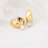 Wholesale jewelry 18K Gold PVD Stainless Steel Chunky One Stone Earrings - gold studio 