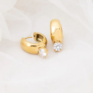 Wholesale jewelry 18K Gold PVD Stainless Steel Chunky One Stone Earrings - gold studio 