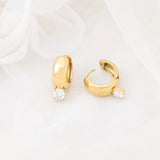 Wholesale jewelry 18K Gold PVD Stainless Steel Chunky One Stone Earrings - gold studio 