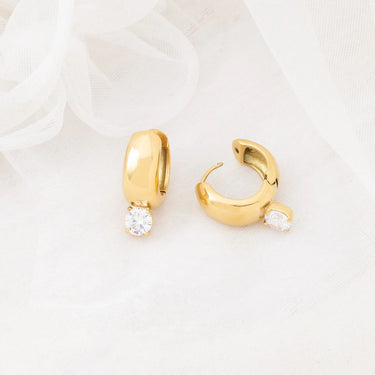 Wholesale jewelry 18K Gold PVD Stainless Steel Chunky One Stone Earrings - gold studio 
