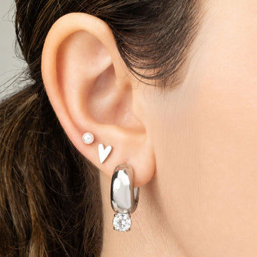 Wholesale jewelry 18K Gold PVD Stainless Steel Chunky One Stone Earrings - stainless model 