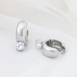 Wholesale jewelry 18K Gold PVD Stainless Steel Chunky One Stone Earrings - stainless studio 