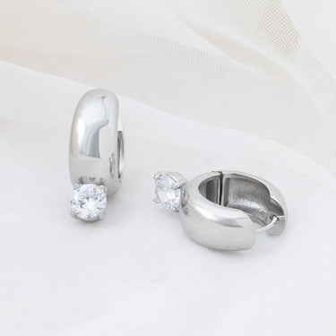 Wholesale jewelry 18K Gold PVD Stainless Steel Chunky One Stone Earrings - stainless studio 