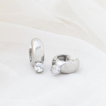 Wholesale jewelry 18K Gold PVD Stainless Steel Chunky One Stone Earrings - stainless studio 