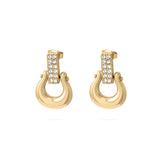 Wholesale jewelry 18K Gold PVD Stainless Steel Horseshoe Drop Earrings- gold main 
