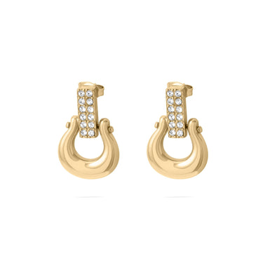 Wholesale jewelry 18K Gold PVD Stainless Steel Horseshoe Drop Earrings- gold main 