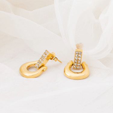 Wholesale jewelry 18K Gold PVD Stainless Steel Horseshoe Drop Earrings- gold studio 