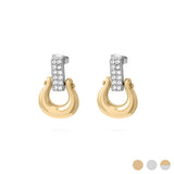 Wholesale jewelry 18K Gold PVD Stainless Steel Horseshoe Drop Earrings- mixed metal main 