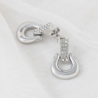 Wholesale jewelry 18K Gold PVD Stainless Steel Horseshoe Drop Earrings- stainless studio 