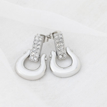 Wholesale jewelry 18K Gold PVD Stainless Steel Horseshoe Drop Earrings- stainless studio 