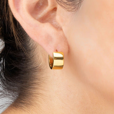 Wholesale jewelry 18K Gold PVD Stainless Steel The Duo Huggie Earring - gold model 