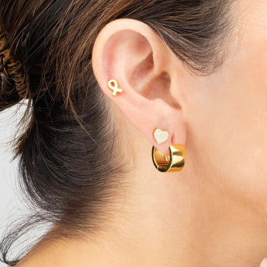 Wholesale jewelry 18K Gold PVD Stainless Steel The Duo Huggie Earring - gold model 