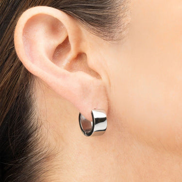 Wholesale jewelry 18K Gold PVD Stainless Steel The Duo Huggie Earring - stainless model 