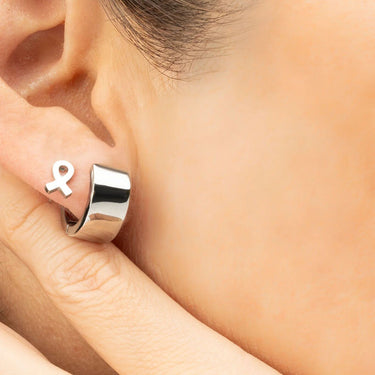 Wholesale jewelry 18K Gold PVD Stainless Steel The Duo Huggie Earring - stainless model 