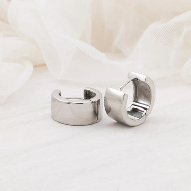 Wholesale jewelry 18K Gold PVD Stainless Steel The Duo Huggie Earring - stainless studio 