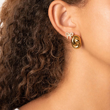 Wholesale 18K Gold PVD Stainless Steel Sculptural Stud Earrings - gold model 