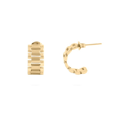 Wholesale jewelry 18K Gold PVD Stainless Steel Baguette Statement Hoop Earrings- gold main 