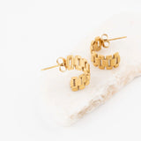 Wholesale jewelry 18K Gold PVD Stainless Steel Baguette Statement Hoop Earrings- gold studio 