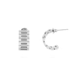 Wholesale jewelry 18K Gold PVD Stainless Steel Baguette Statement Hoop Earrings- stainless main 