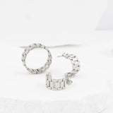 Wholesale jewelry 18K Gold PVD Stainless Steel Baguette Statement Hoop Earrings- stainless studio
