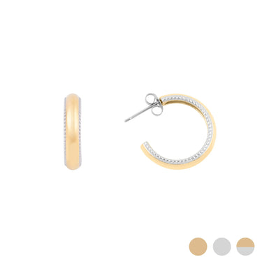 Wholesale jewelry 18K Gold PVD Stainless steel Pavé Inner Hoop Earrings - mixed metal main 