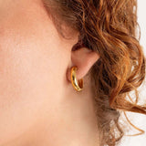 Wholesale jewelry 18K Gold PVD Stainless steel Pavé Inner Hoop Earrings - gold model 