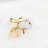 Wholesale jewelry 18K Gold PVD Stainless steel Pavé Inner Hoop Earrings - collection shot 