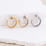 Wholesale jewelry 18K Gold PVD Stainless steel Pavé Inner Hoop Earrings - collection shot 