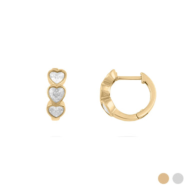 Wholesale jewelry 18K Gold PVD Stainless Steel Stone Heart Huggie Earrings- gold main 