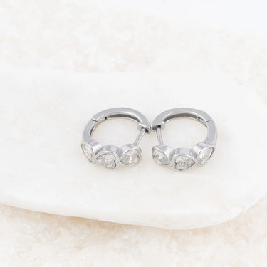 Wholesale jewelry 18K Gold PVD Stainless Steel Stone Heart Huggie Earrings- stainless studio 
