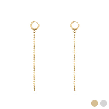 Wholesale jewelry 18K Gold PVD Stainless Steel Beaded Dangle Earrings - gold main 