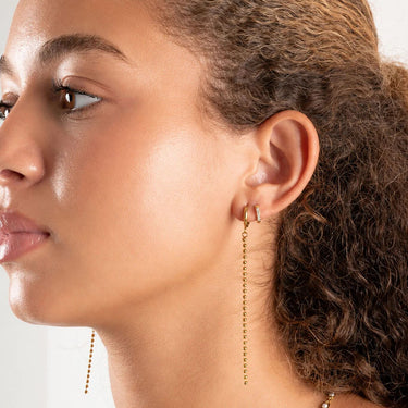 Wholesale jewelry 18K Gold PVD Stainless Steel Beaded Dangle Earrings - gold model 