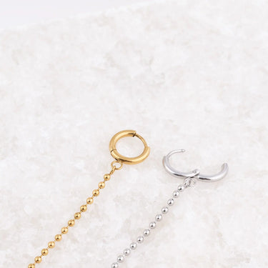 Wholesale jewelry 18K Gold PVD Stainless Steel Beaded Dangle Earrings - stainless and gold studio 