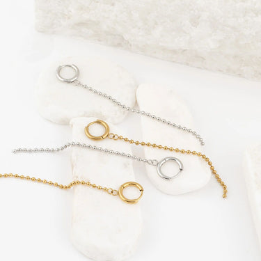 Wholesale jewelry 18K Gold PVD Stainless Steel Beaded Dangle Earrings - stainless and gold studio 