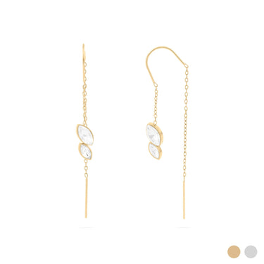 Wholesale jewelry 18K Gold PVD Stainless Steel Dangle Stone Earrings - gold main 