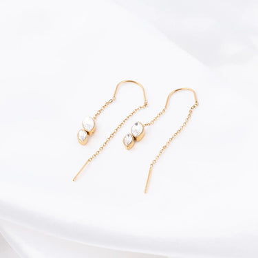 Wholesale jewelry 18K Gold PVD Stainless Steel Dangle Stone Earrings - gold studio 
