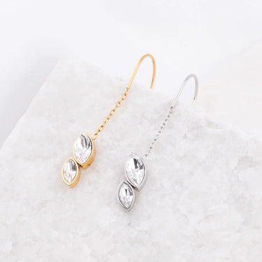 Wholesale jewelry 18K Gold PVD Stainless Steel Dangle Stone Earrings - stainless and gold studio 