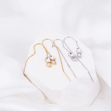 Wholesale jewelry 18K Gold PVD Stainless Steel Dangle Stone Earrings - stainless and gold studio 
