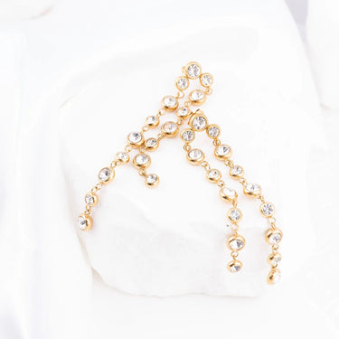 Wholesale jewelry 18K Gold PVD Stainless Steel Double Stone Dangle Earrings- gold studio