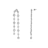Wholesale jewelry 18K Gold PVD Stainless Steel Double Stone Dangle Earrings- stainless main 