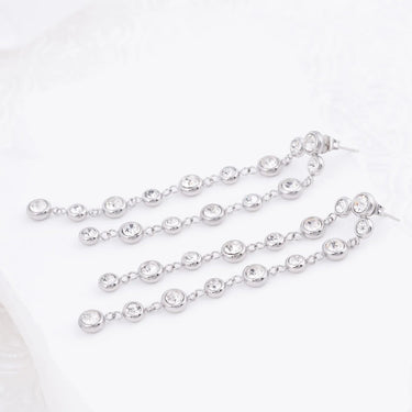Wholesale jewelry 18K Gold PVD Stainless Steel Double Stone Dangle Earrings- stainless studio 