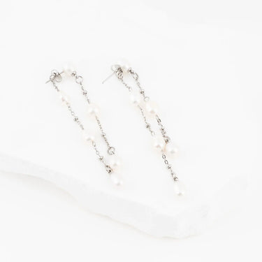 Wholesale jewelry 18K Gold PVD Stainless Steel Dangle Pearl Earrings- stainless studio 