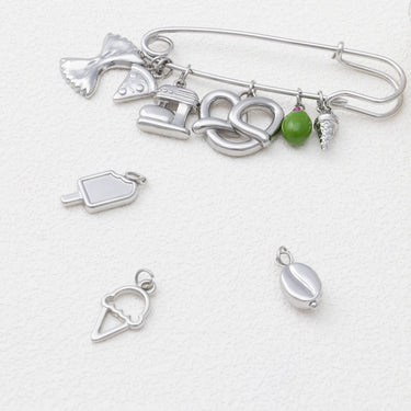 18K Gold PVD Stainless Steel Ice Cream Cone Charm- silver collection shot 