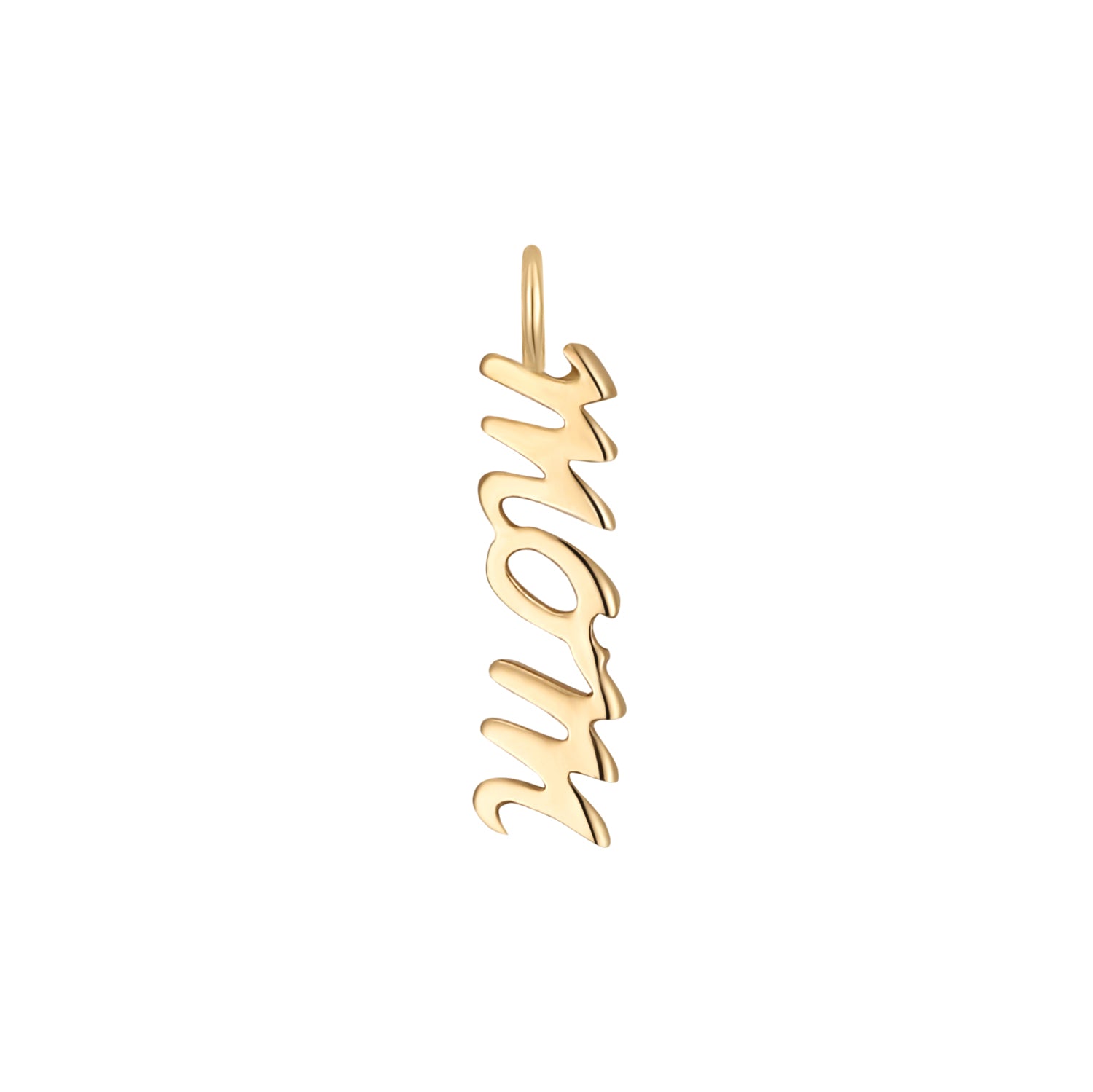 Permanent Jewelry 14K Solid Gold Mom Script Charm / PMJ1004