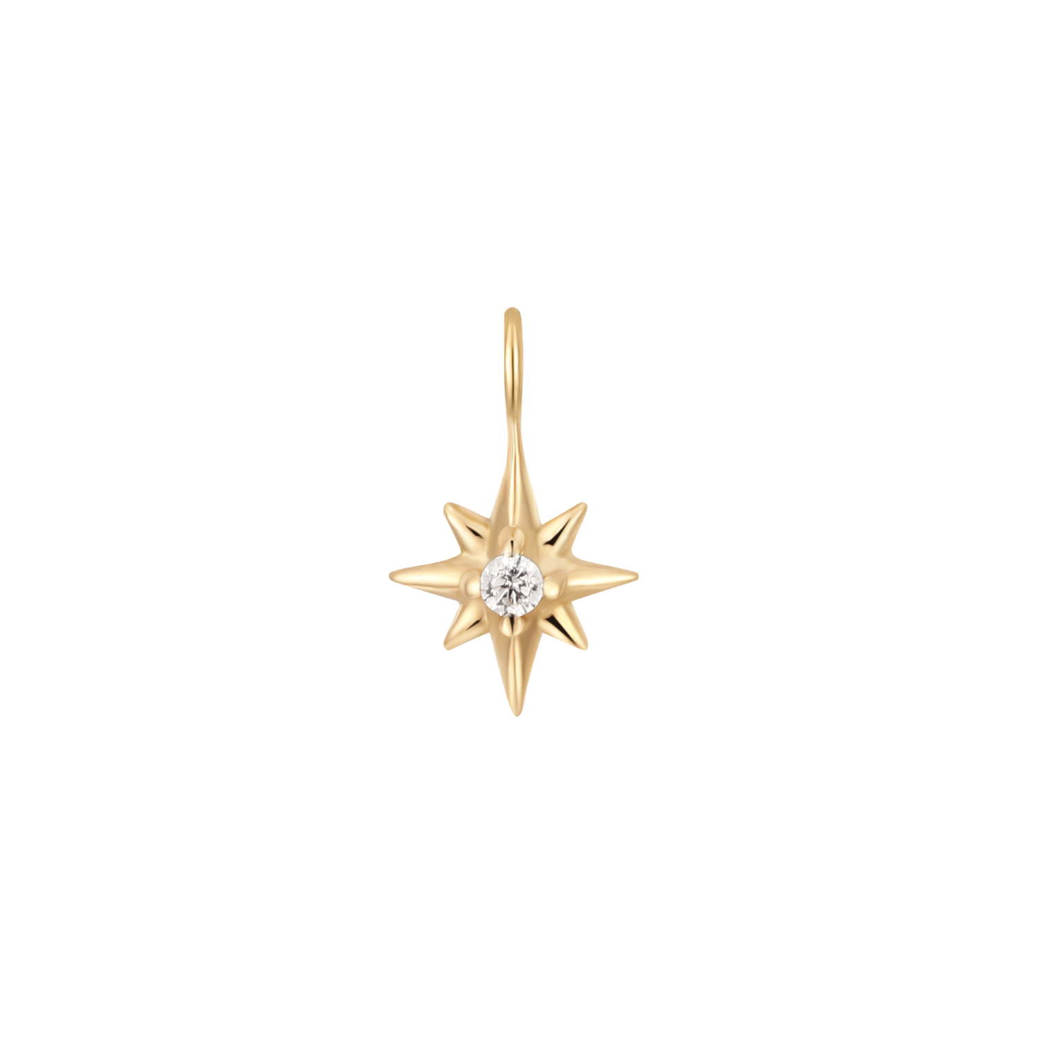 Permanent Jewelry 14K Solid Gold Diamond Compass Star Charm / PMJ1010